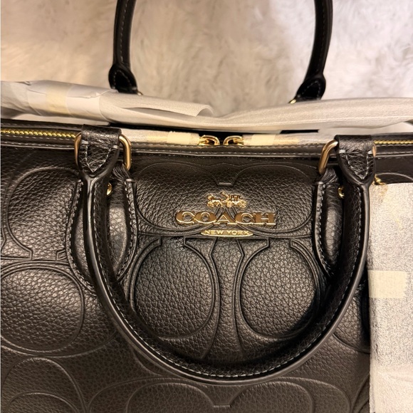 NWT Coach Rowan LARGE satchel bag Embossed Black Leather Satchel - Picture 4 of 10
